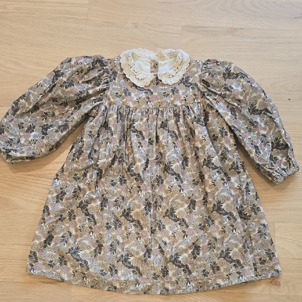Floral Lace Collar Kids Formal Dress